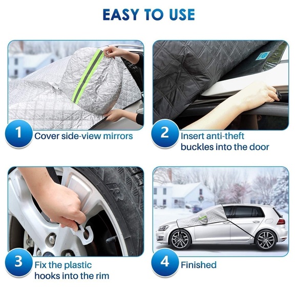 Car Snow Covers for Windshield and Side Mirrors Non Woven Aluminium Covers - Picture 5 of 8